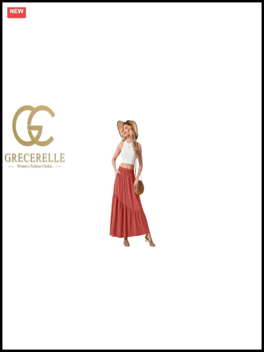 Women's Maxi Skirt High Waist Tiered A-Line with Pockets Flowy Swing Pleated